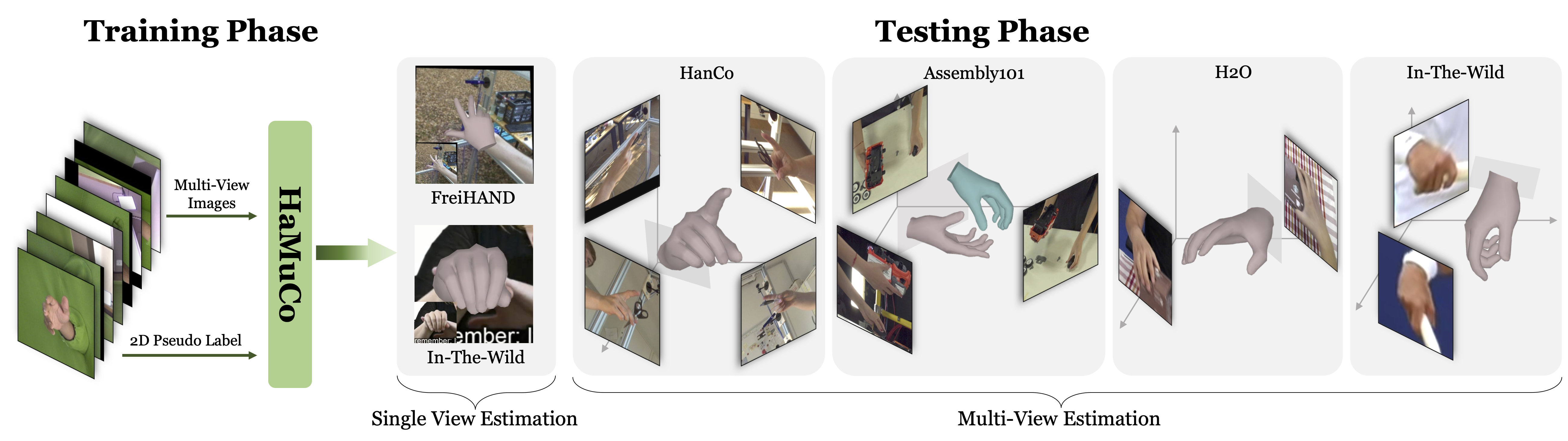 HaMuCo: Hand Pose Estimation via Multiview Collaborative Self-Supervised Learning