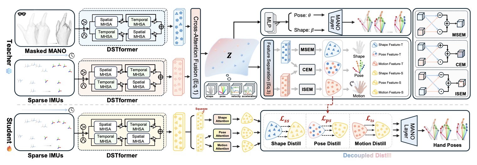 MGDHand: Multi-Granularity Prior-to-Inertial Distillation Framework for
